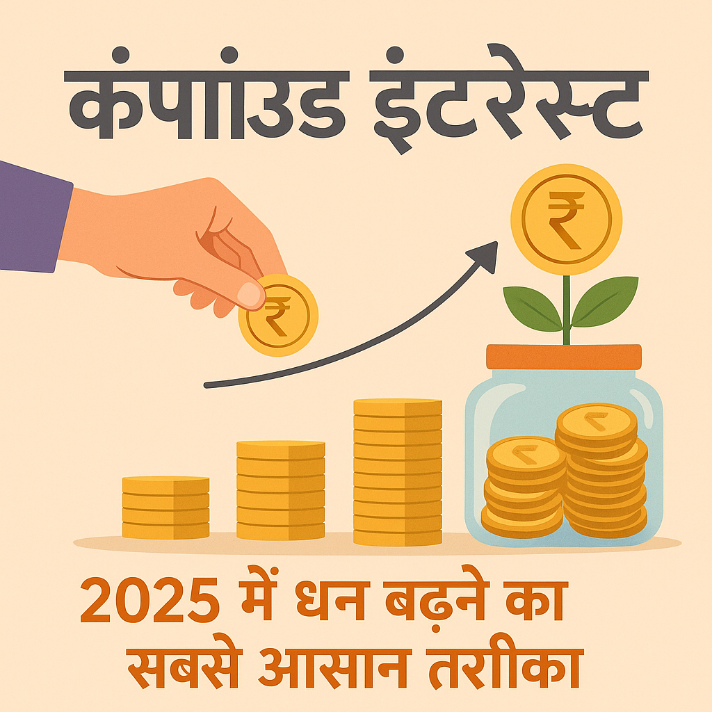 "एक फ्लैट-स्टाइल डिजिटल इमेज जिसमें हिंदी टेक्स्ट और फाइनेंस प्लानिंग से जुड़े ग्राफिक्स दिखाए गए हैं, जैसे कैलेंडर, मनी बैग, ग्रोथ चार्ट और रोबोट – जो 2025 में एआई आधारित फाइनेंशियल प्लानिंग को दर्शाते हैं।"